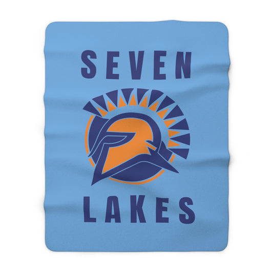 Seven Lakes - Sherpa Fleece Blanket - Blue