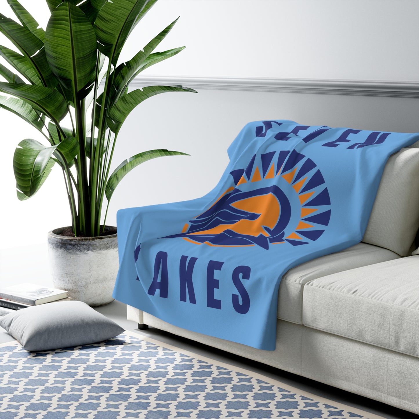 Seven Lakes - Sherpa Fleece Blanket - Blue